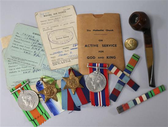 A quantity of ephemera, photographs, Hymn book and embarcation cards relating to B Standen Pipe, RAF Buton etc